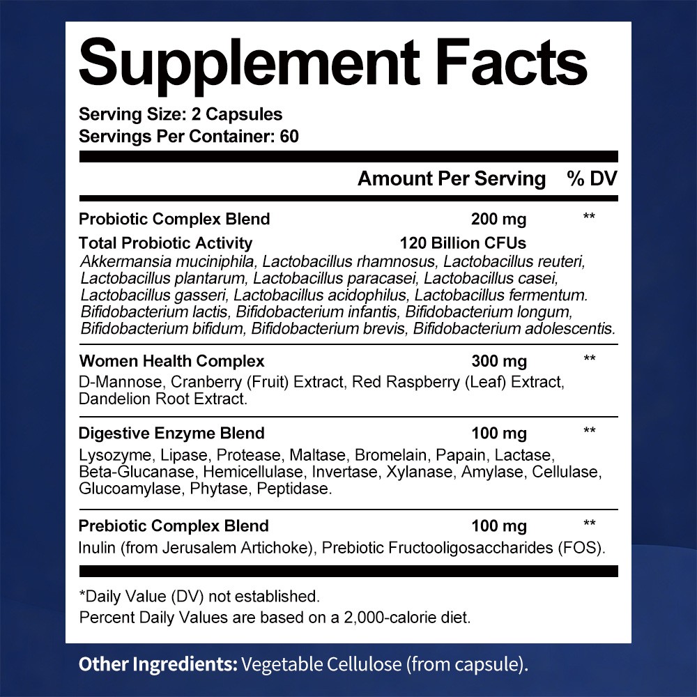 Women’s Probiotic Complex-Supports Gut Balance & Overall Wellness 30/60/120Caps