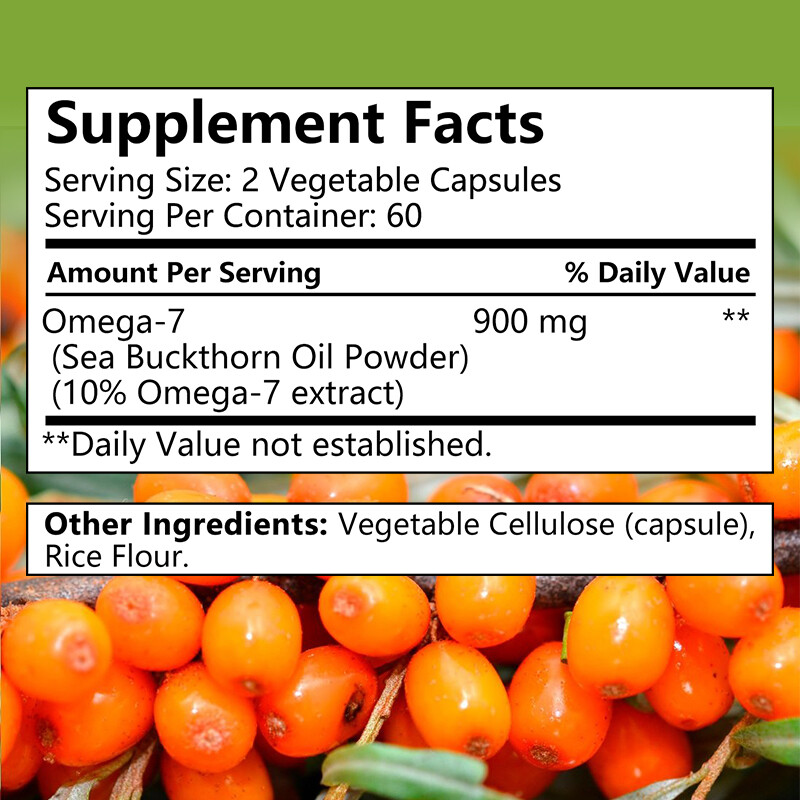Omega-7 Sea Buckthorn Oil Capsules 900mg | 30 to 120 Capsules