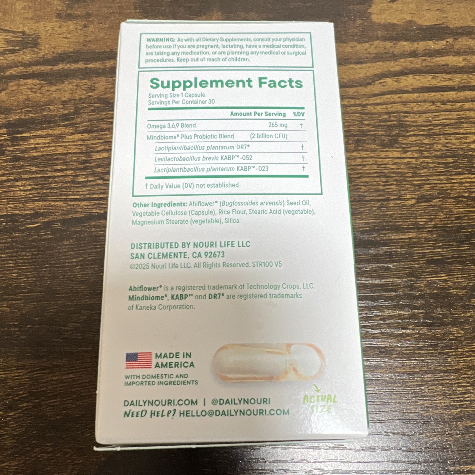 Daily Nouri Stress Support Probiotic 30 Capsules Vegetarian 2B CFU Exp 04/2027
