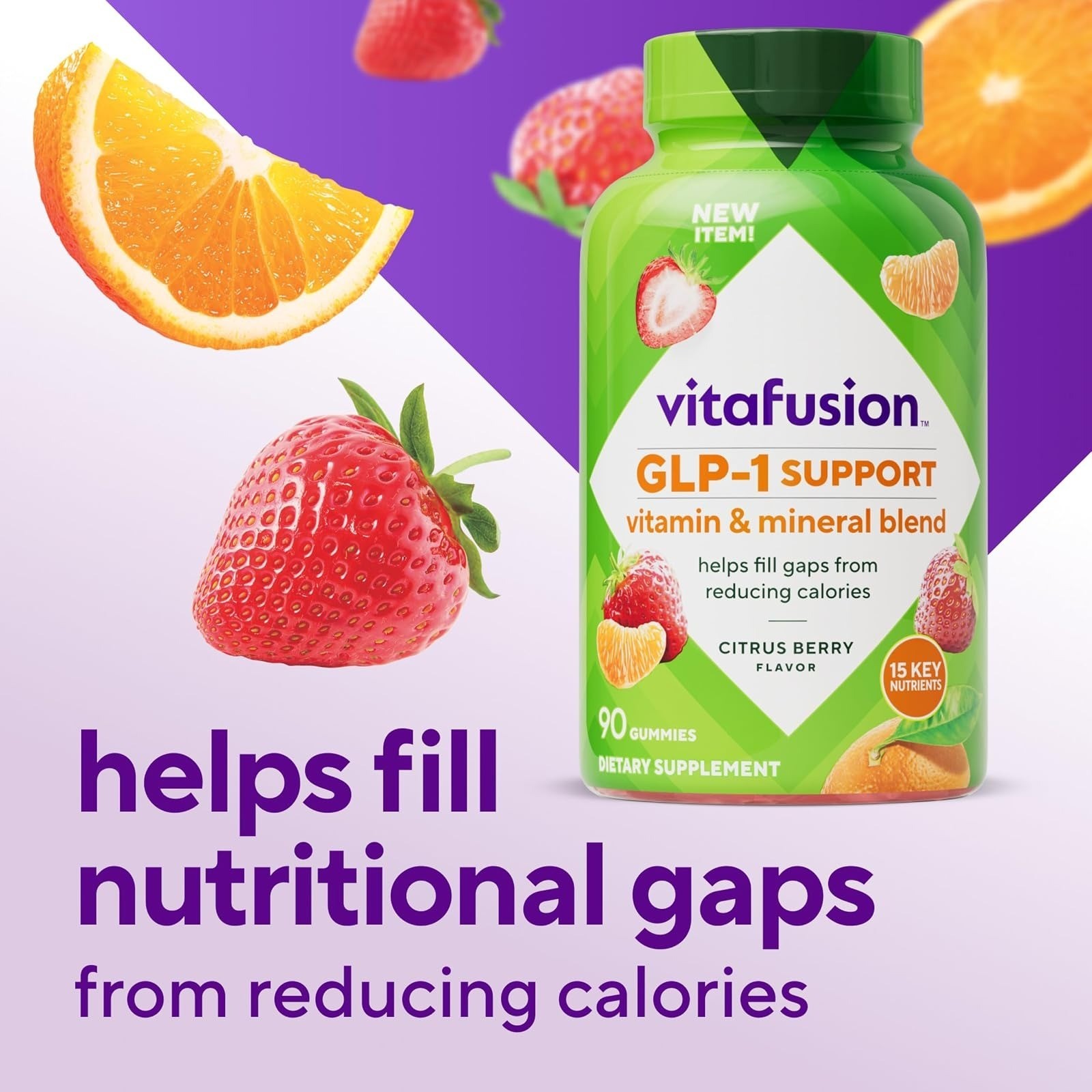 Vitafusion GLP-1 Support Multivitamin, 90 Count, Citrus Berry Flavor