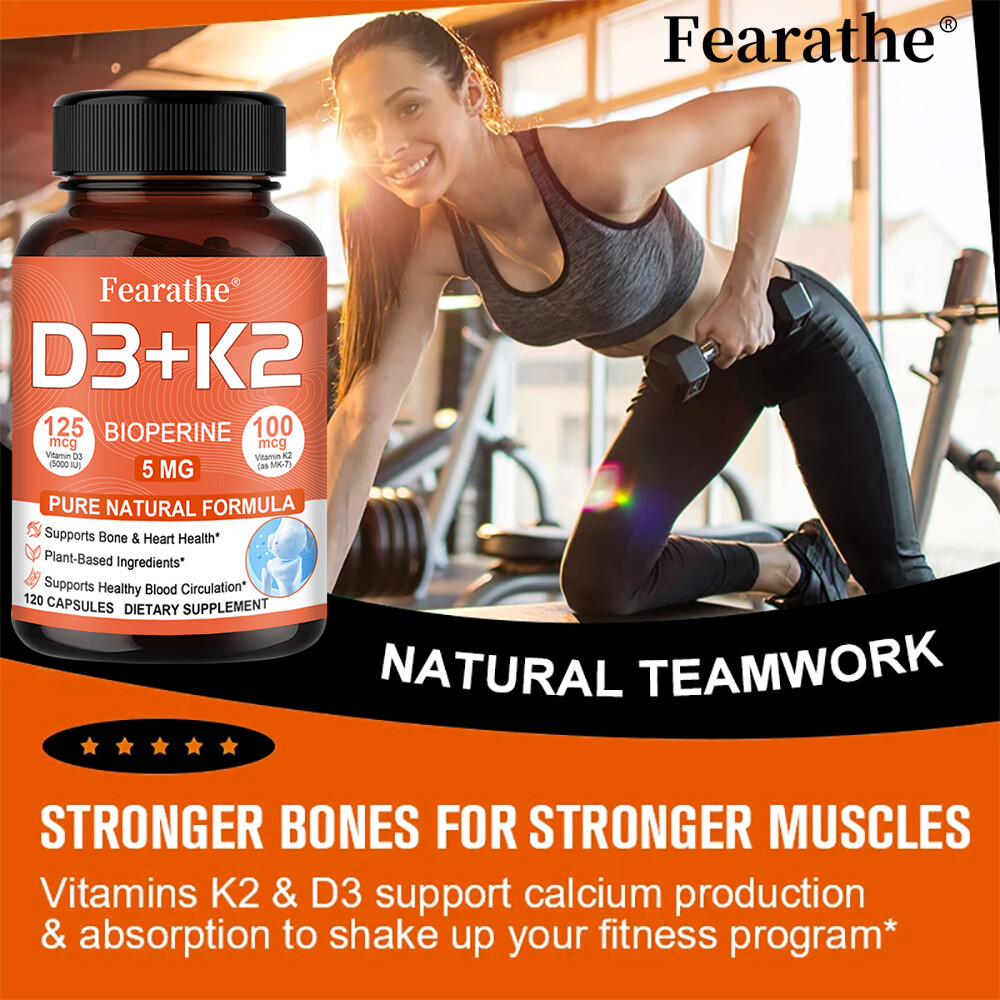 Vitamin D3 5000 IU Vitamin K2 (Menaquinone-7) 100 Mcg Vitamin D K Capsules Heart