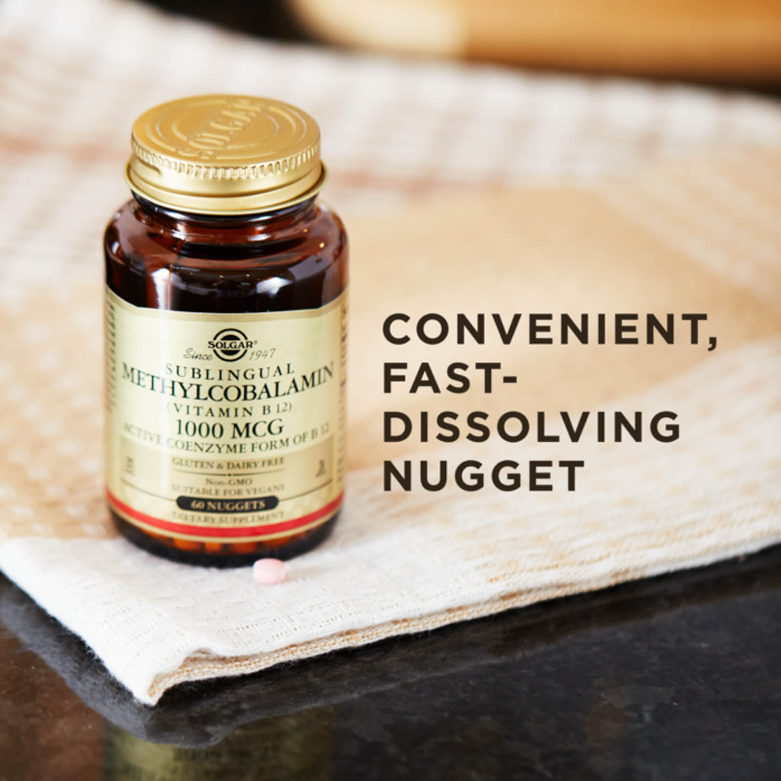 Solgar Methylcobalamin (Vitamin B12) 1000 mcg 60 Nuggets, Energy metabolism
