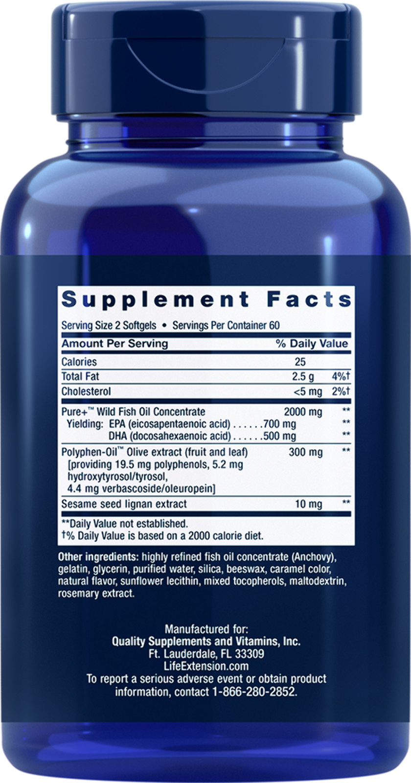Super Omega-3 EPA/DHA Fish Oil, Sesame Lignans & Olive Extract