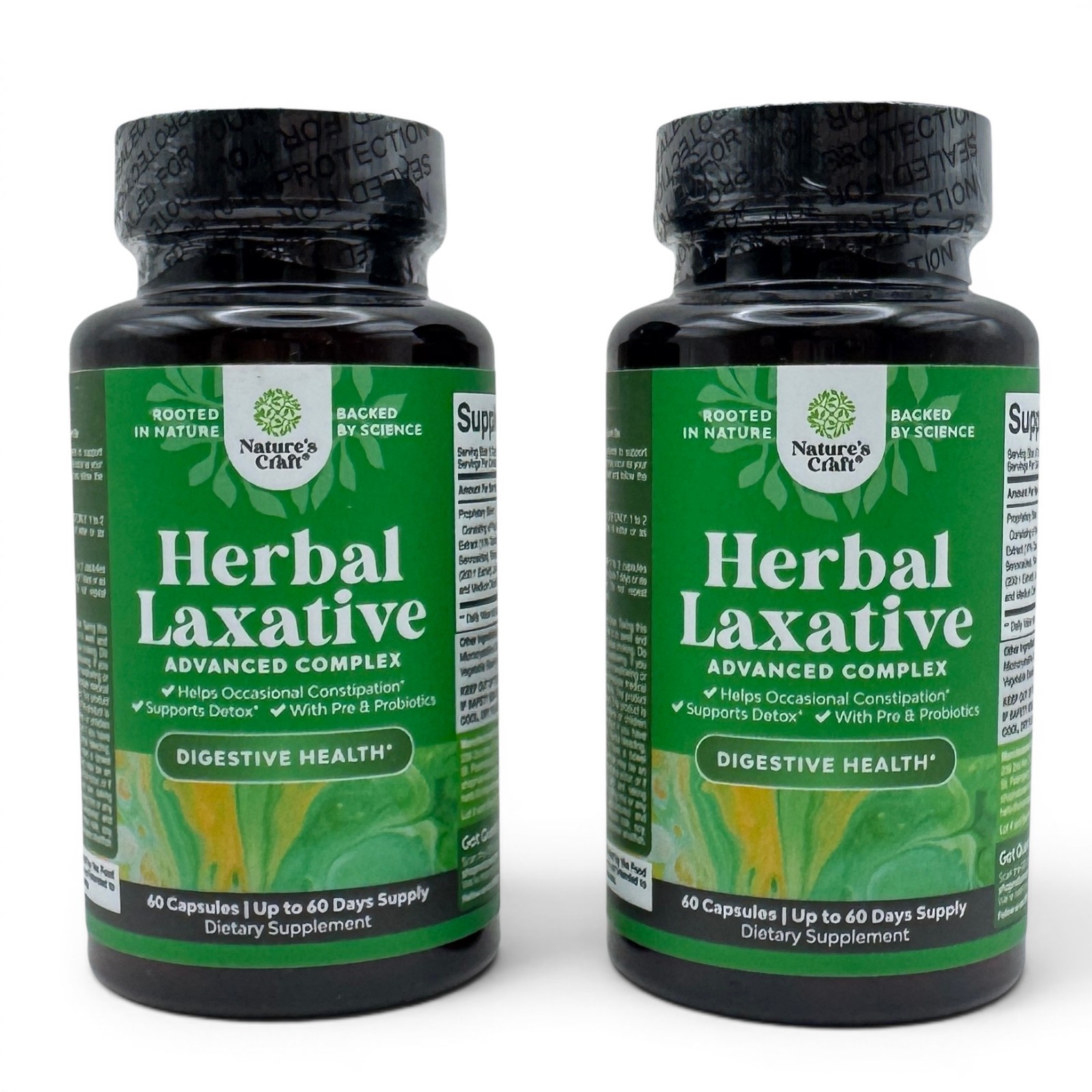 2x Natures Craft Herbal Laxative Capsules with Probiotics 60 Caps EXP 11/2026