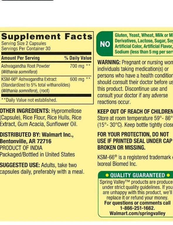 Ashwagandha Dietary Supplement./Extra Extrenght/300 Mg Per Serving. 60 Veg Caps