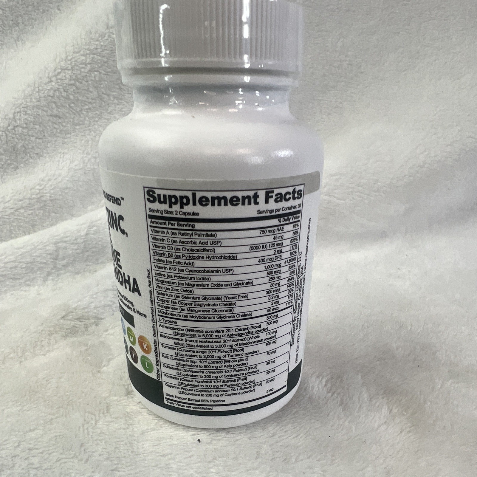 Clean Nutraceuticals Thyro Defend Thyroid Support Selenium Zinc Iodine 60 Caps