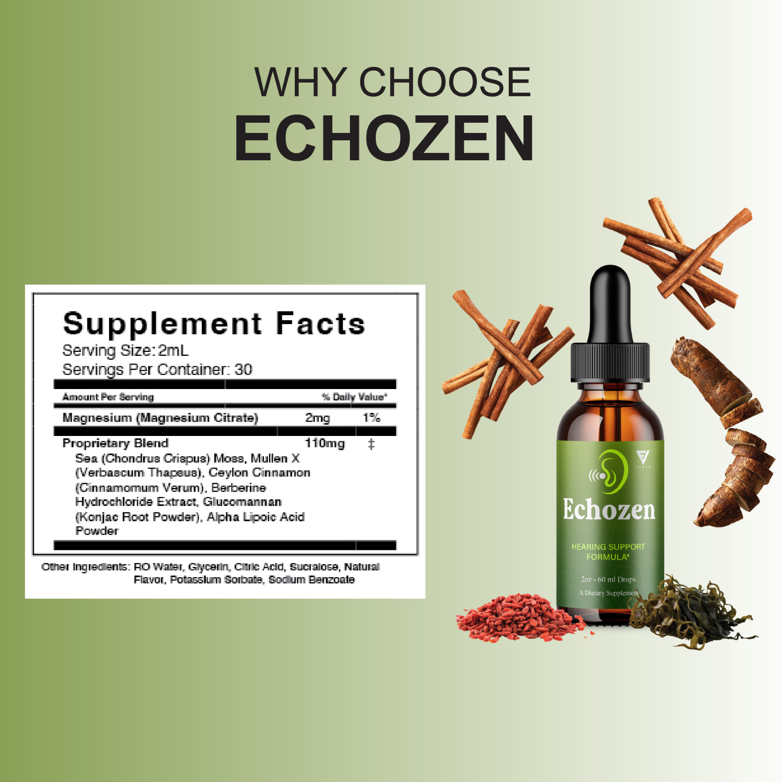 (5 Pack) EchoZen Drops, EchoZen Tinnitus Support Liquid Supplement (10oz)