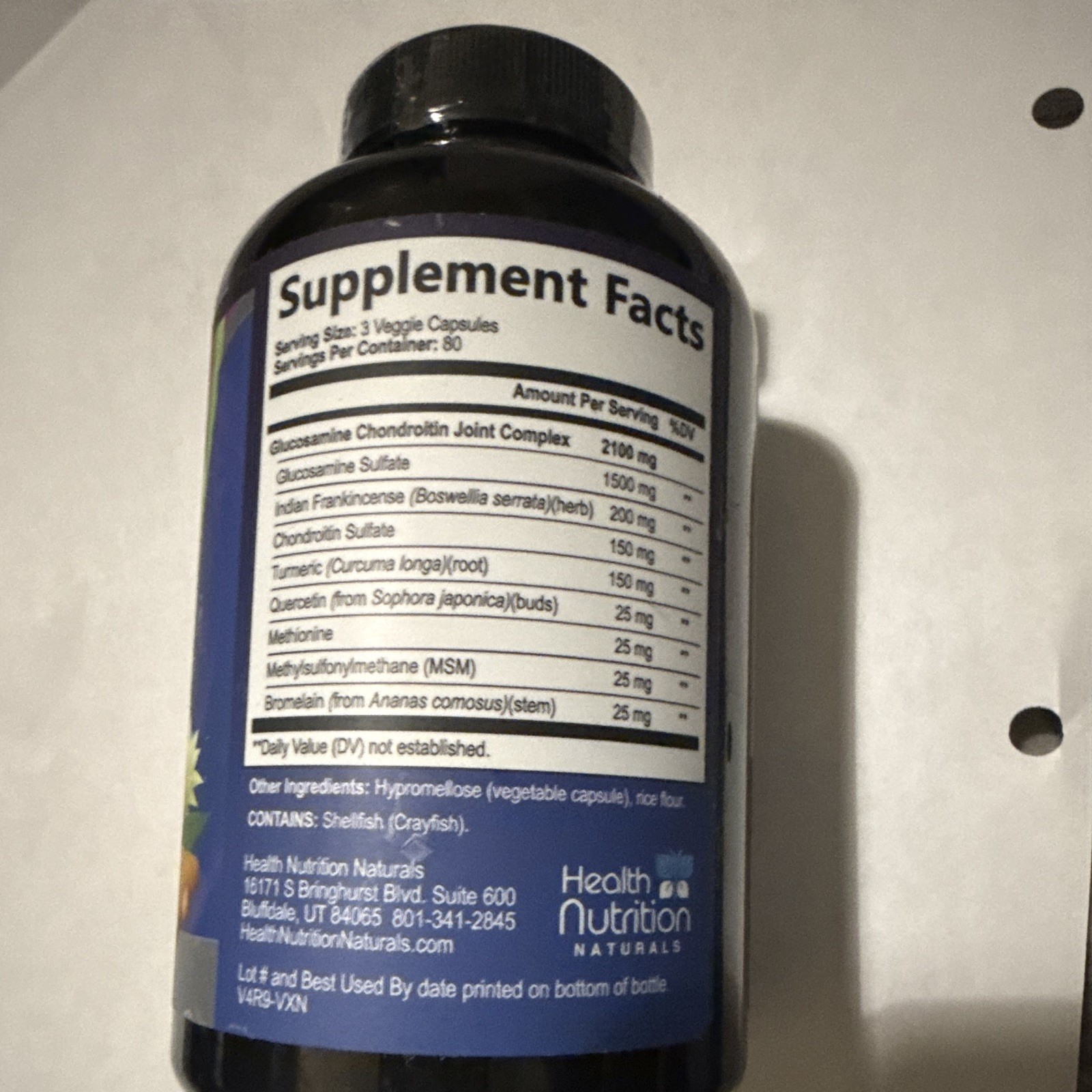 Health Nutrition Naturals Glucosamine Chondroitin 2100mg w/ MSM Turmeric 240 Ct