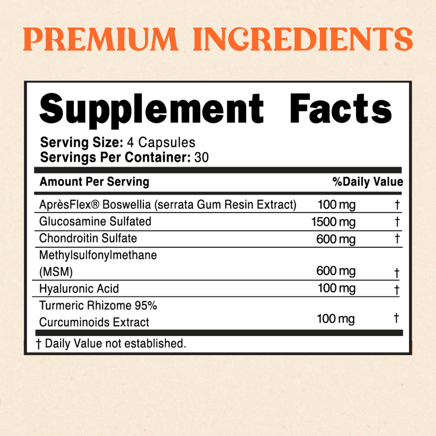 Grow FlexVita – Glucosamine Chondroitin MSM Turmeric Boswellia 120 Capsules