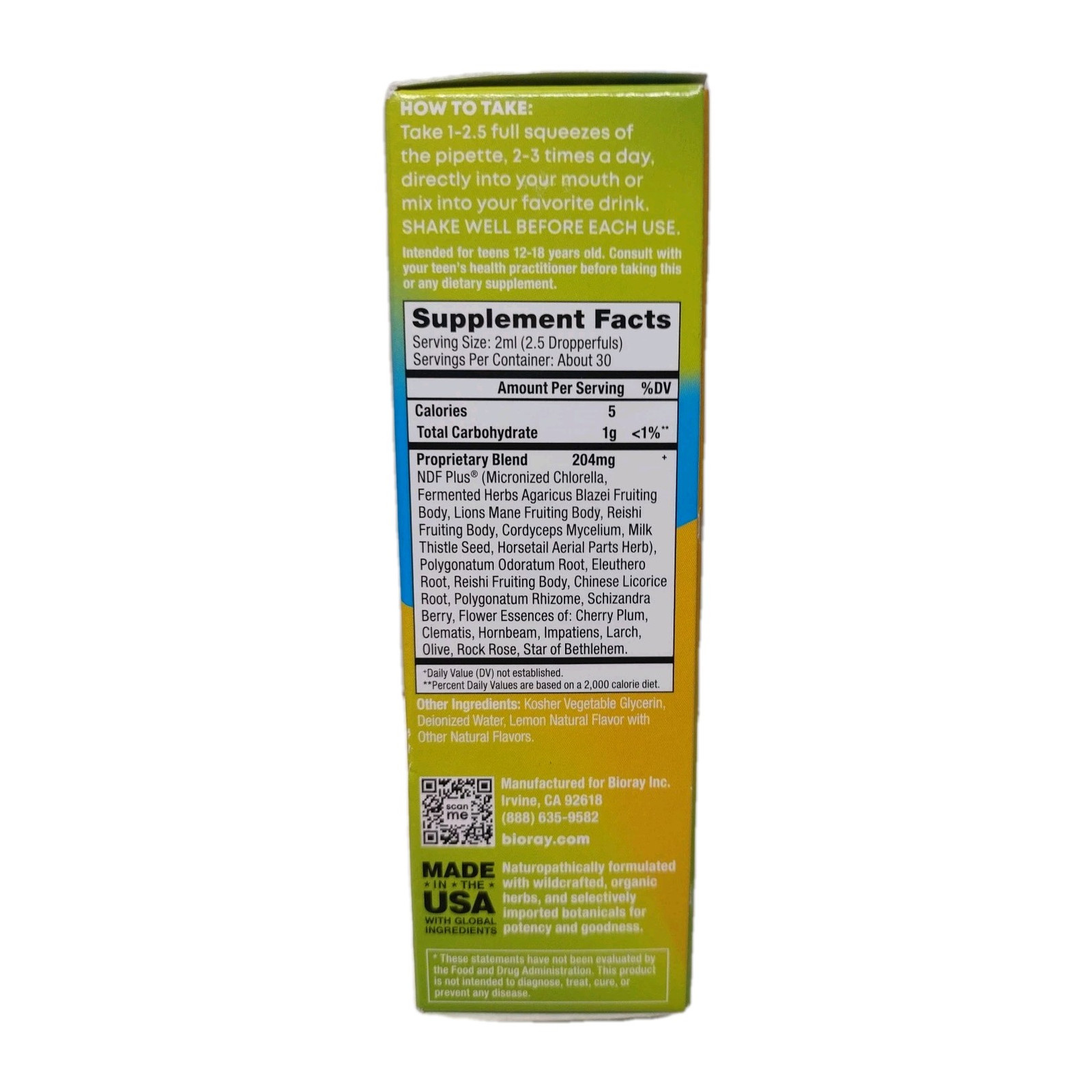 Rayz Thinking Cap Herbal Drops Lemon 2oz Naturopathic Study Focus Supplement New
