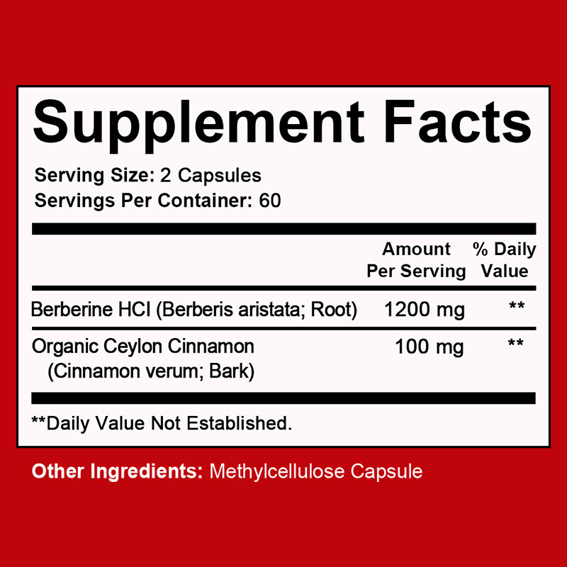 Blood Sugar Support Supplement 1200mg Berberine Cinnamon Extract