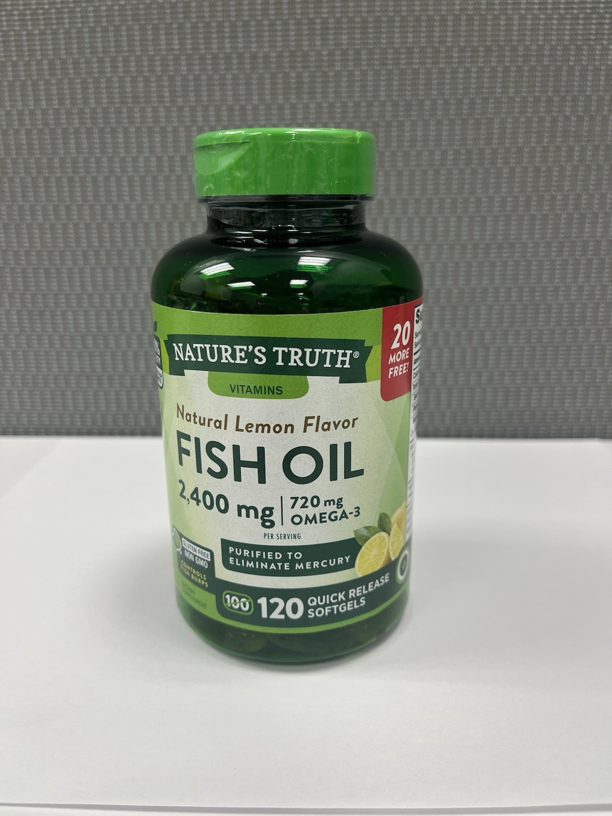 Natures Truth Fish Oil 2,400 mg Natural Lemon Flavor Omega-3 120 Soft gels