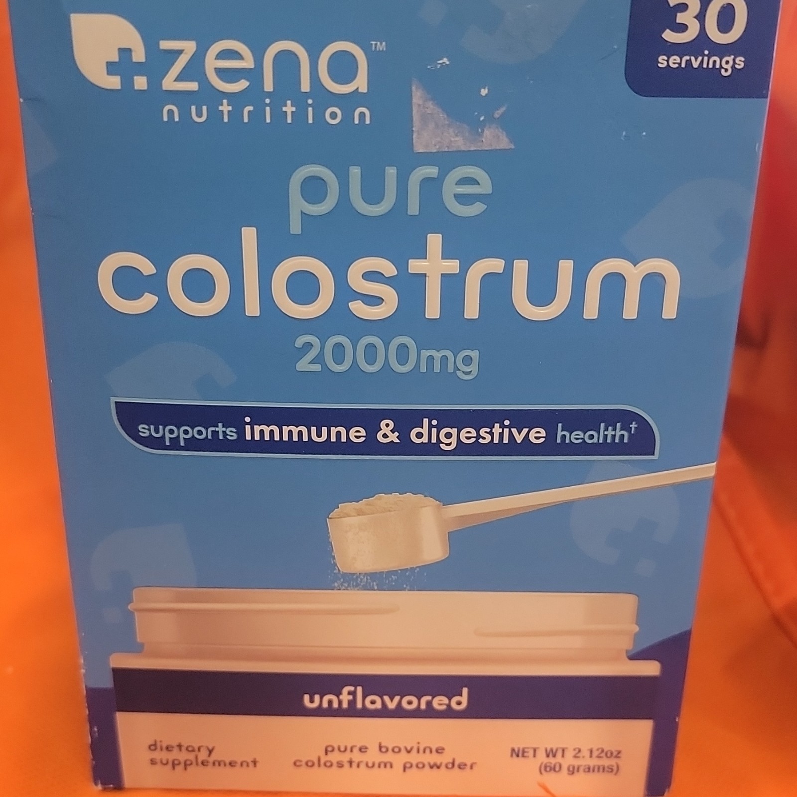 Zena Nutrition Colostrum Powder 2000mg Unflavored Immune Support 2.12oz