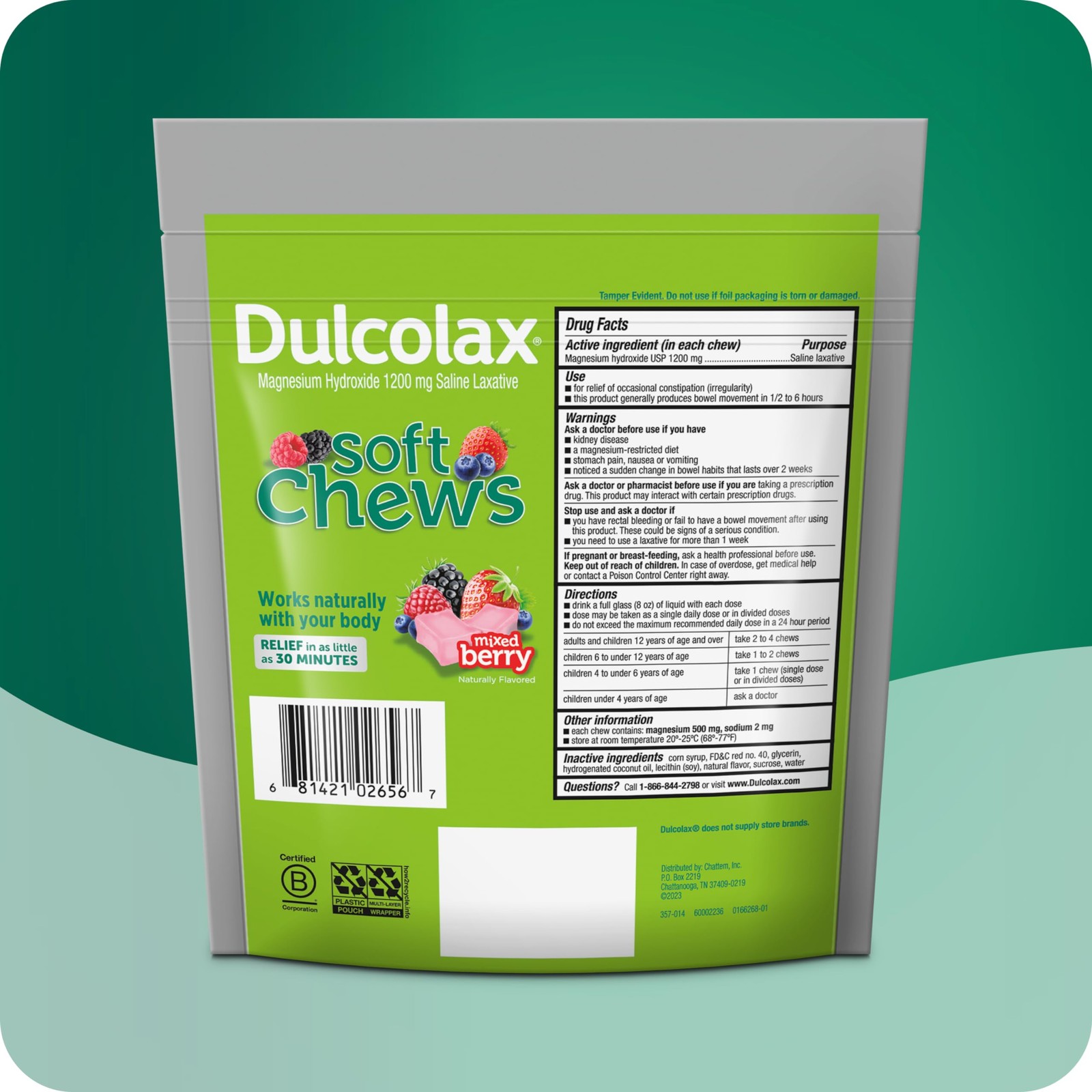 Dulcolax Saline Laxative Soft Chews, Gentle 60 Count (Pack of 1),