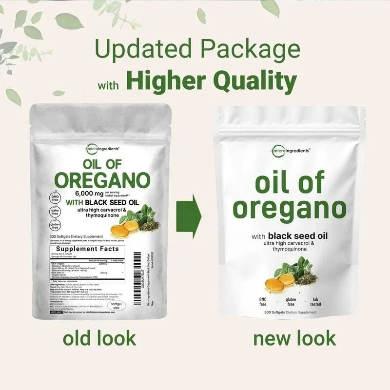 Micro Ingredients Black Seed Oil 6,000mg with Oil of Oregano, 300 Softgels