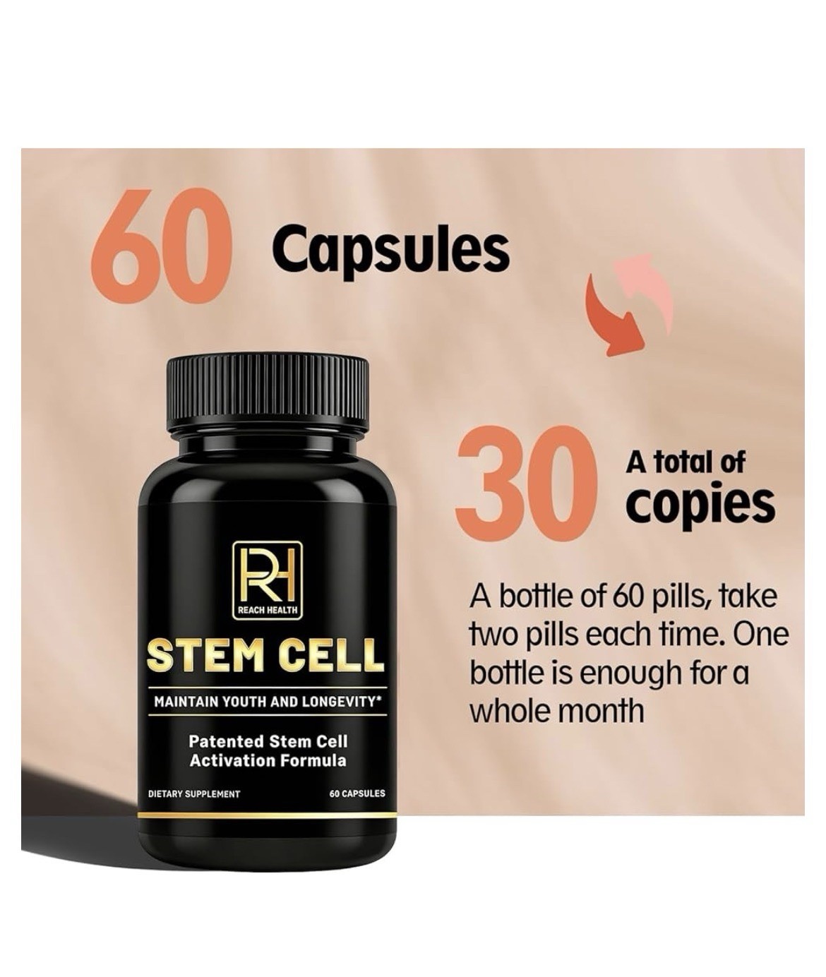 REACH HEALTH STEM CELL Activation Formula Maintain Youth And Longevity 60capsule