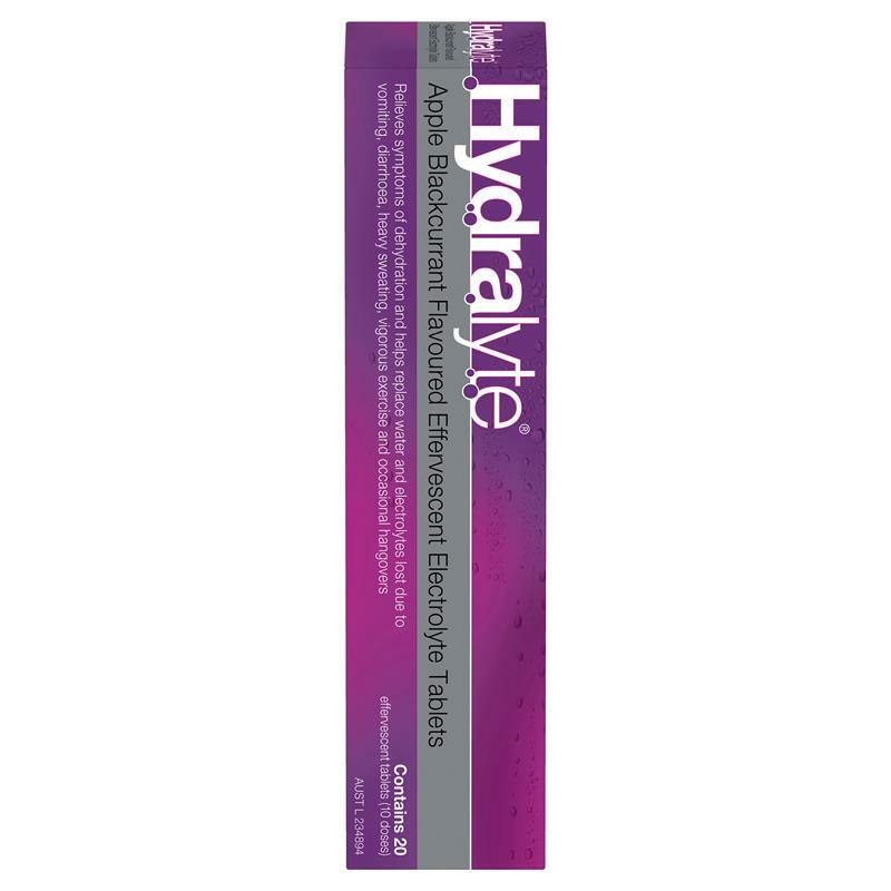 Hydralyte Effervescent Electrolyte Apple Blackcurrant Flavoured 20 Tablets