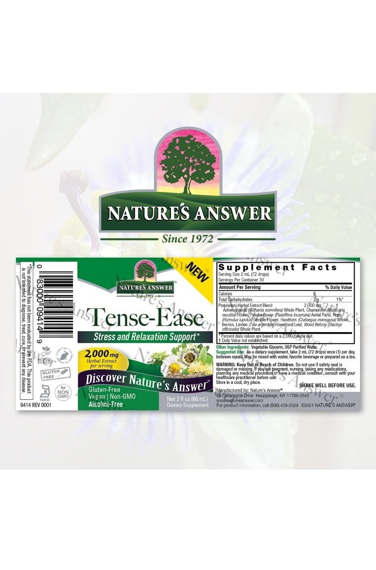 Nature’s Answer Tense-Ease Stress & Relaxation Support 2 fl. oz Exp:8/2025