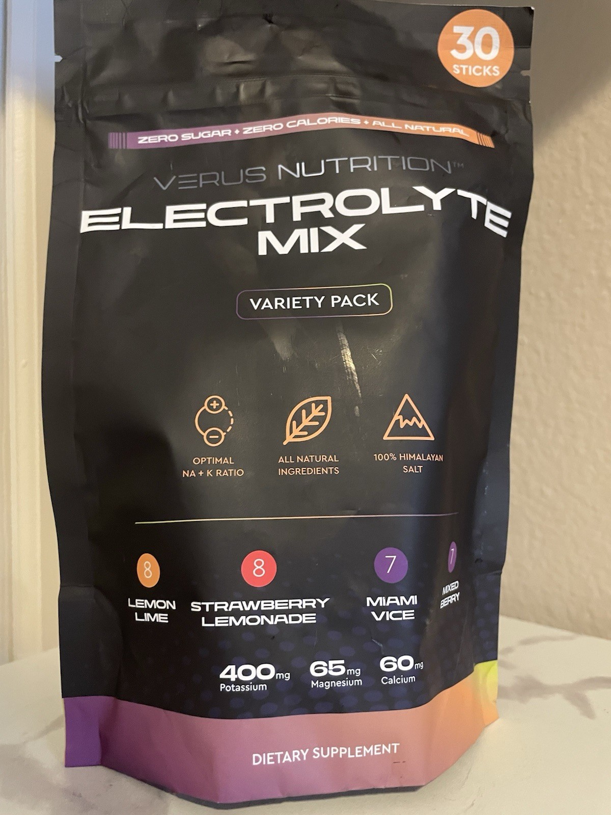 Verus Nutrition Electrolyte Drink Mix Powder, Variety Pack, 30 Sticks