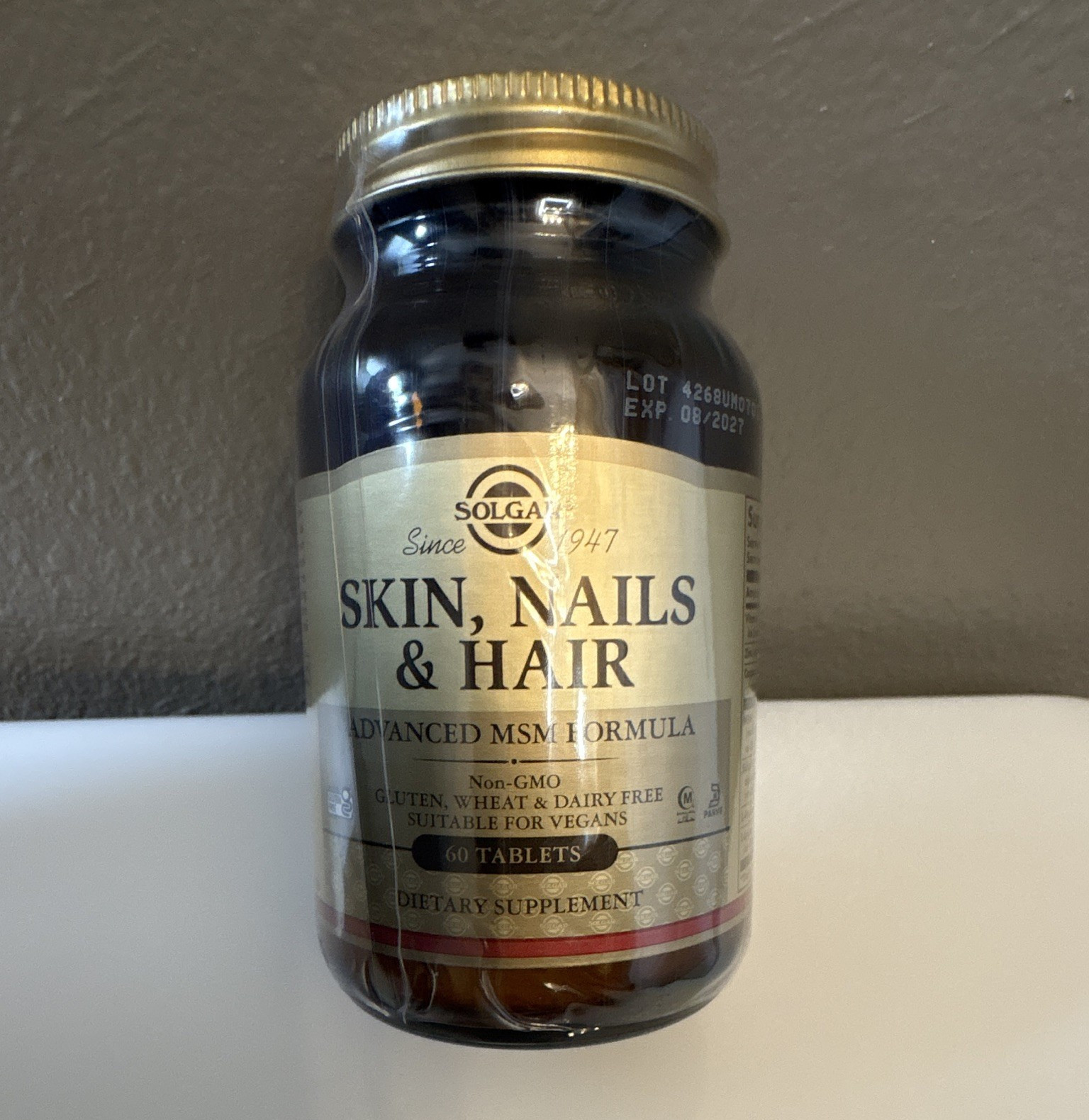 Solgar Skin Nails & Hair Advanced MSM 60 Tablets Vegan Gluten Free Non-GMO