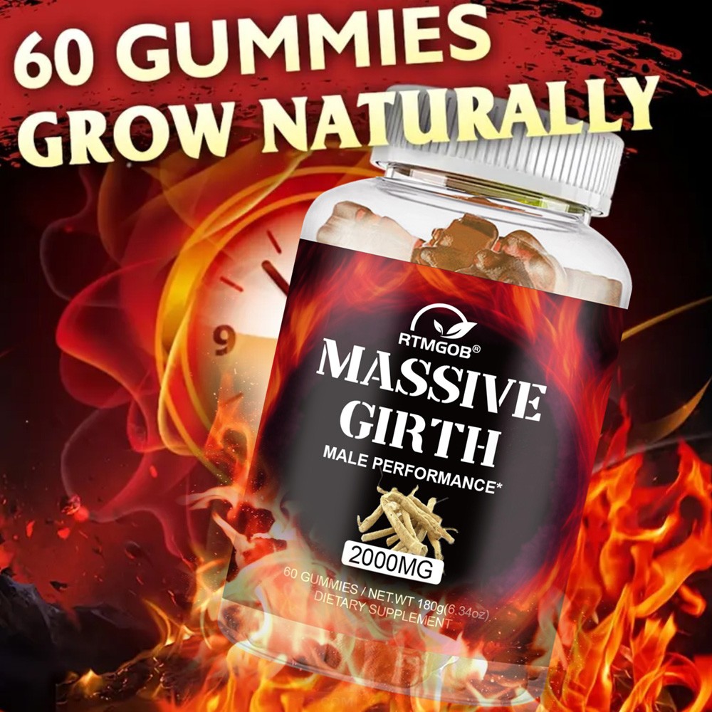 Massive Girth Performance Gummies, 2000mg, 60 Count for Men,s Vitality Support
