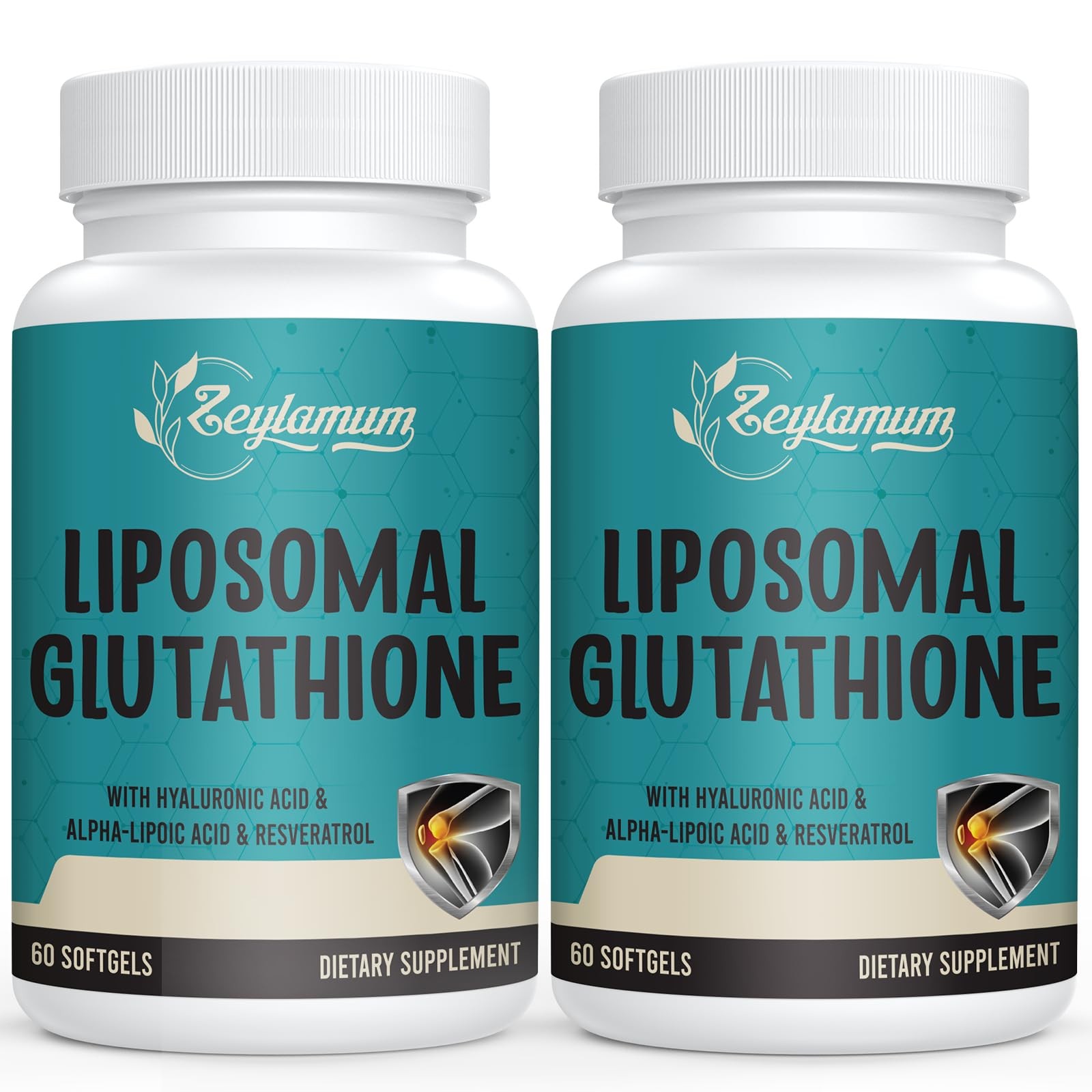 Zeylamum 2400 MG Liposomal Glutathione Softgels, 60 Count (Pack of 2), Brown