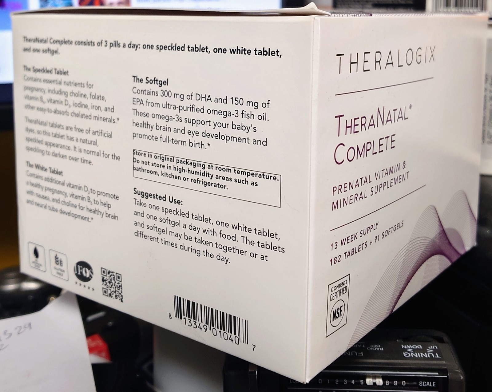 Theralogix TheraNatal Complete Prenatal Vitamin Supplement 91-Day Supply – 06/27
