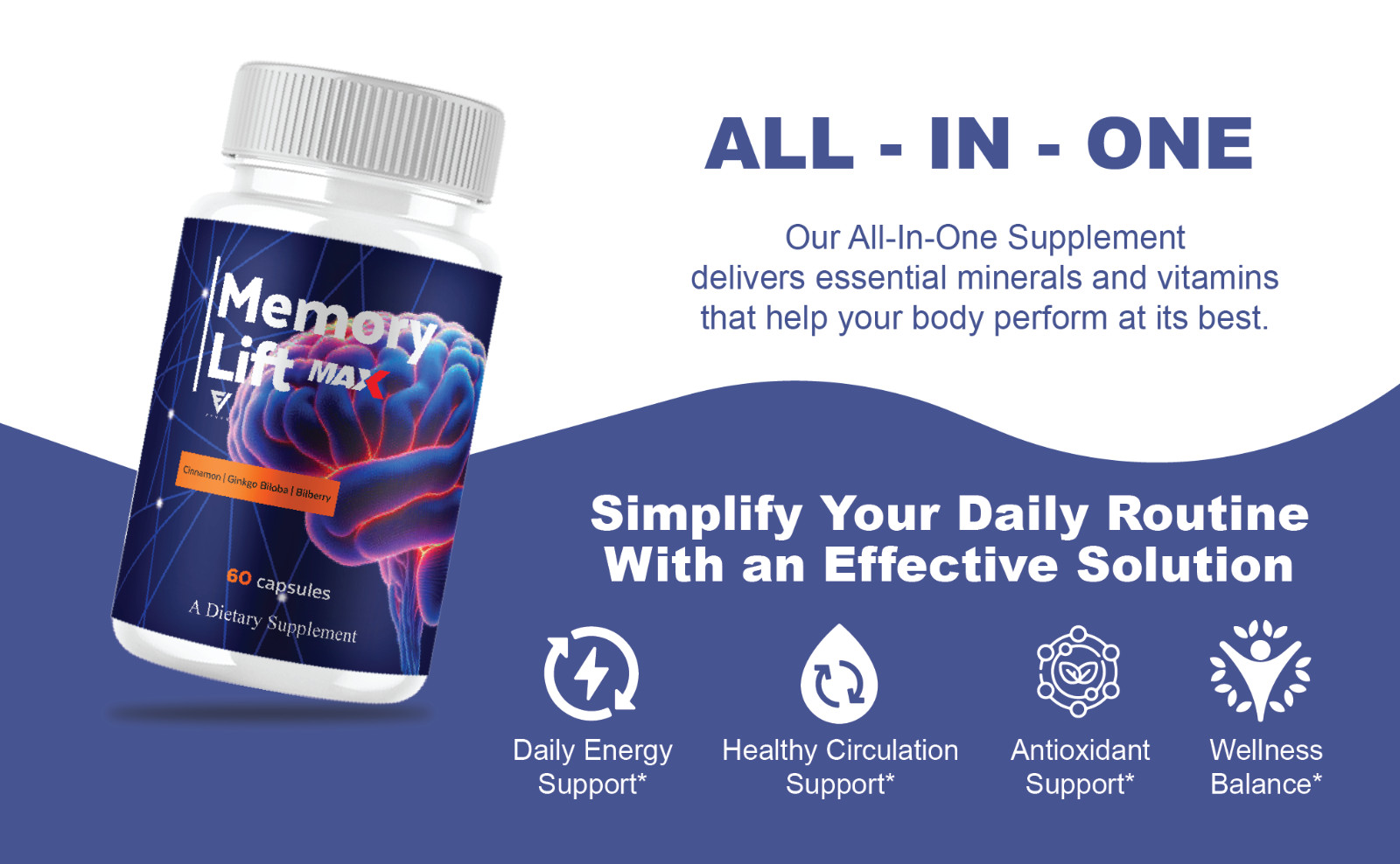 (2 Pack) Memory Lift Max Supplement, MemoryLift Nootropic Pills (120 Capsules)