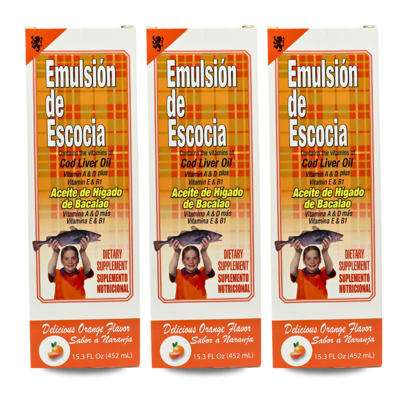 Emulsion De Escocia Cod Liver Oil – Orange Flavor 15.3 fl oz (3-Pack)