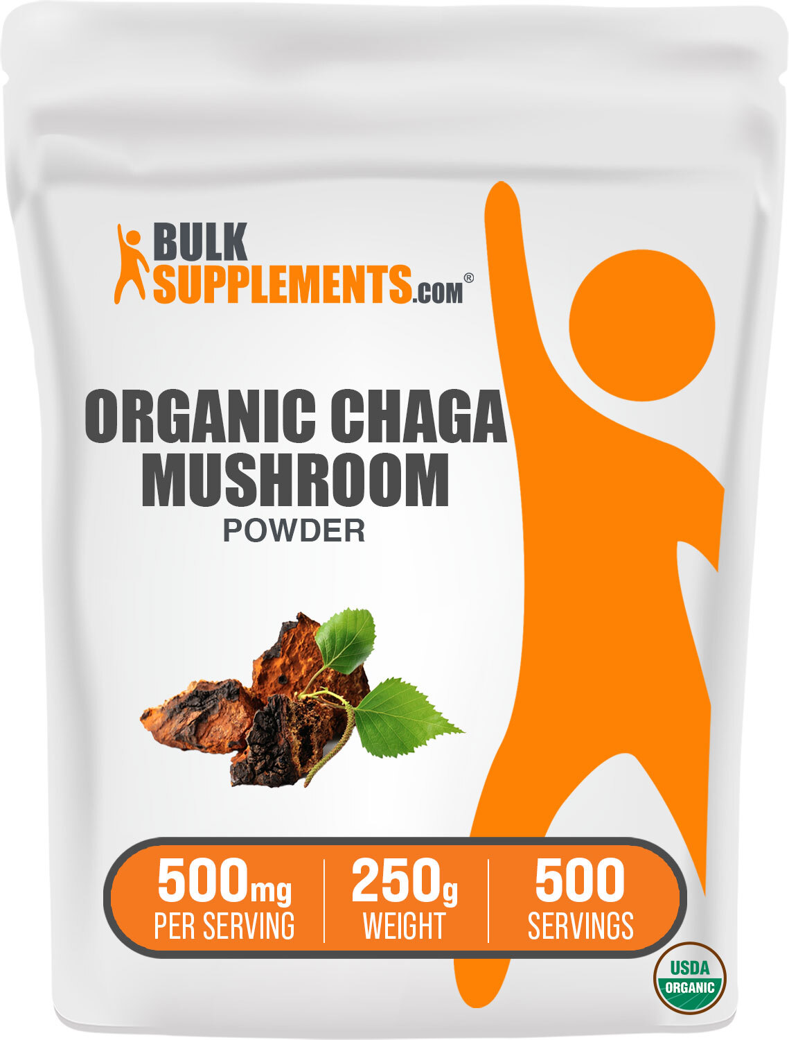 BulkSupplements Organic Chaga Mushroom Powder – 500mg Per Serving