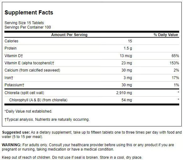 Swanson Chlorella 194 mg 1500 Tablets