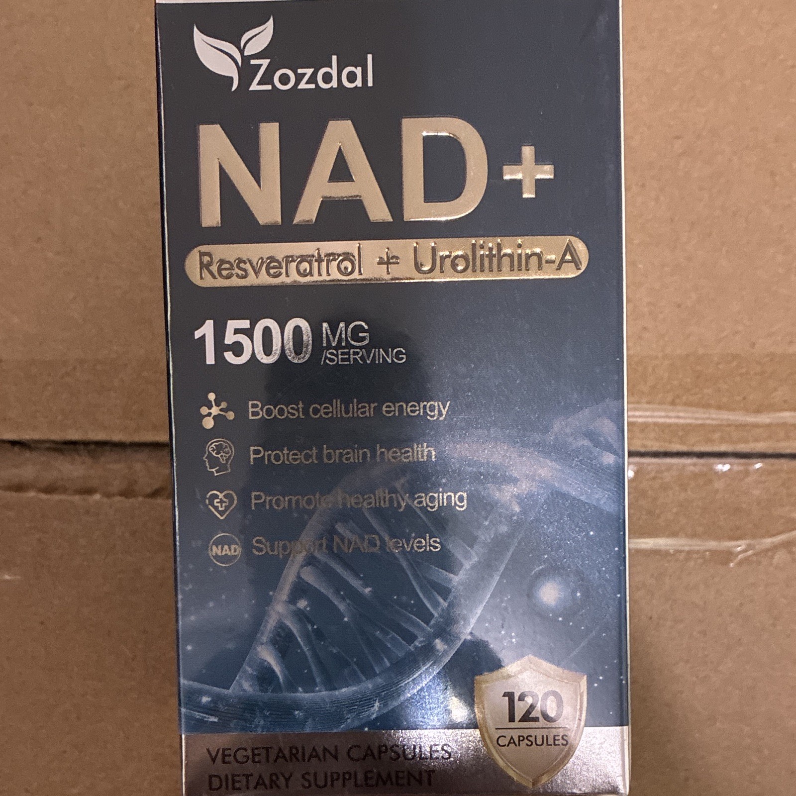 Zozdal NAD+ 1500mg w/ Resveratrol + Urolithin-A Vegetarian 120 Capsules