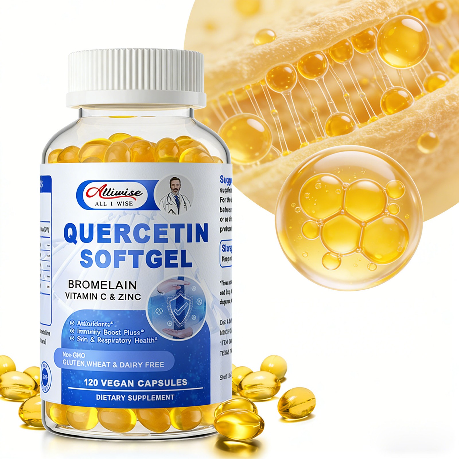 Quercetin 1000mg with Bromelain & Zinc – High Absorption Immune & Antioxidant