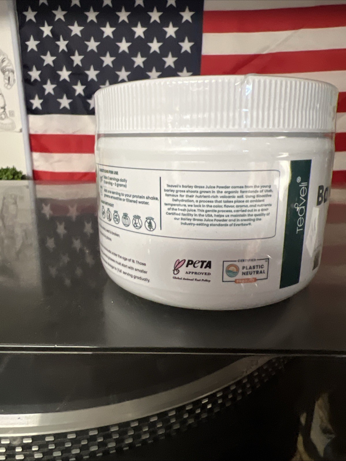 Teaveli Wheat Grass Juice Powder w Probiotics & Digestive Enzymes 5.7 oz