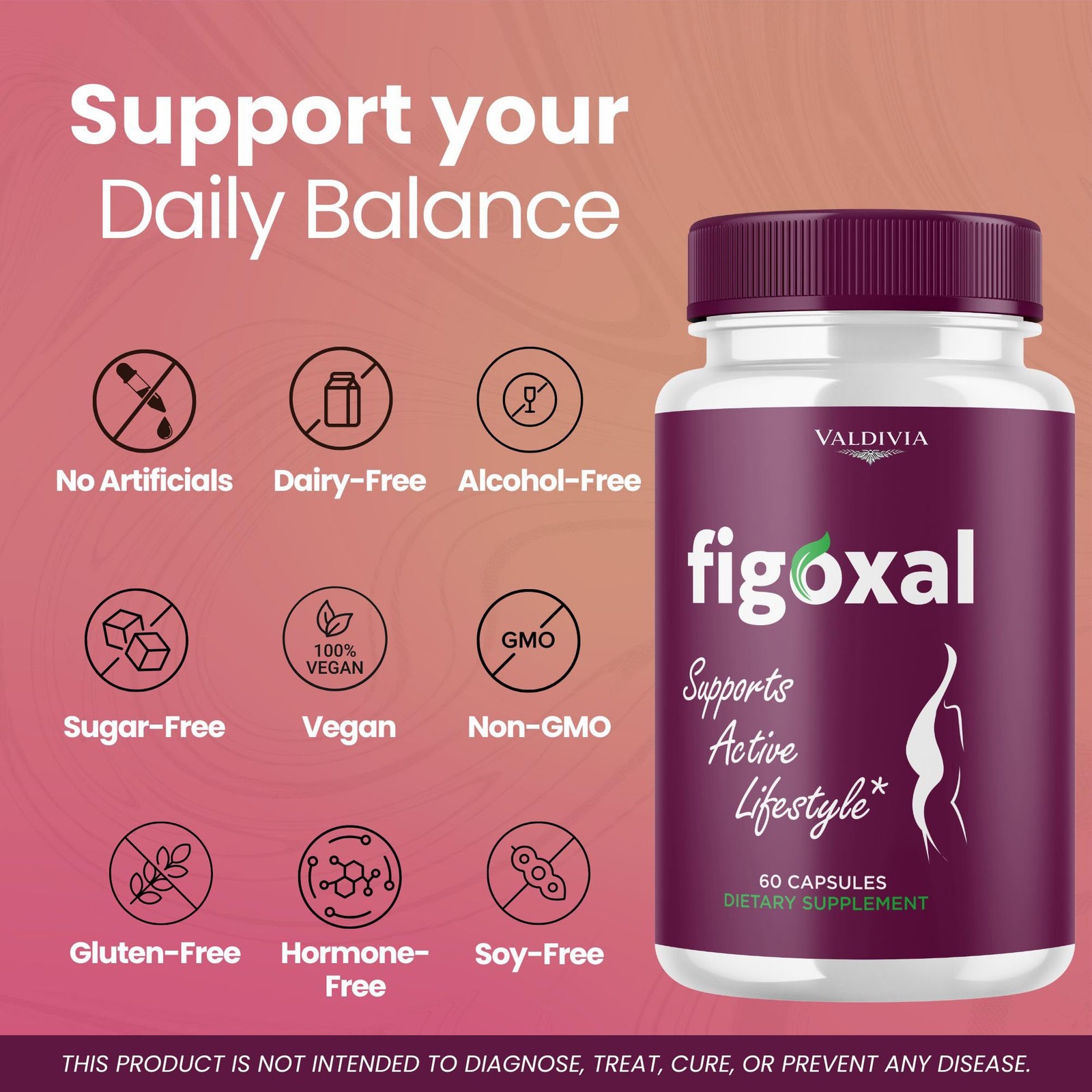 Figoxal Digestive Health Balance Supplement Capsules Gut Support 1 Pack 60Ct