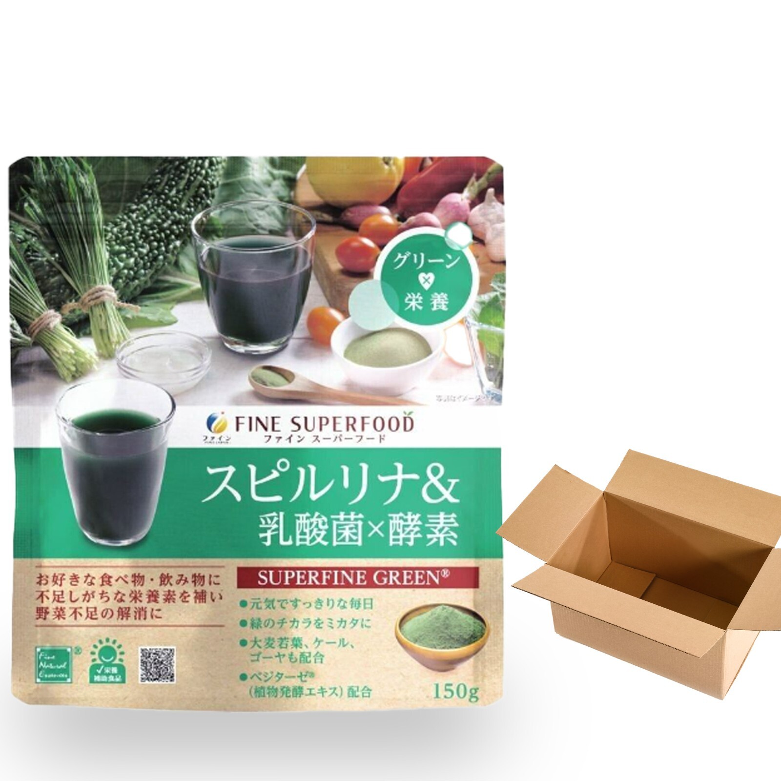FINE JAPAN Superfood green Spirullina lactic acid bacteria, enzyme set of 6