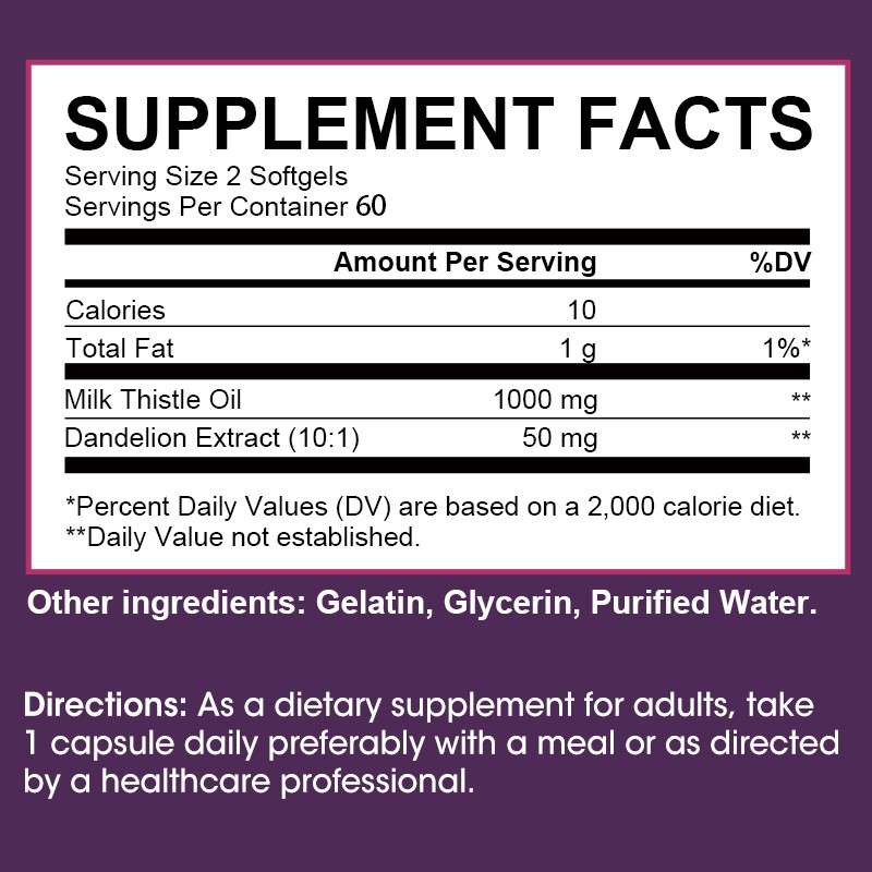 Milk Thistle 1200mg with Dandelion Root – 120 Capsules, Silymarin Liver Cleanse