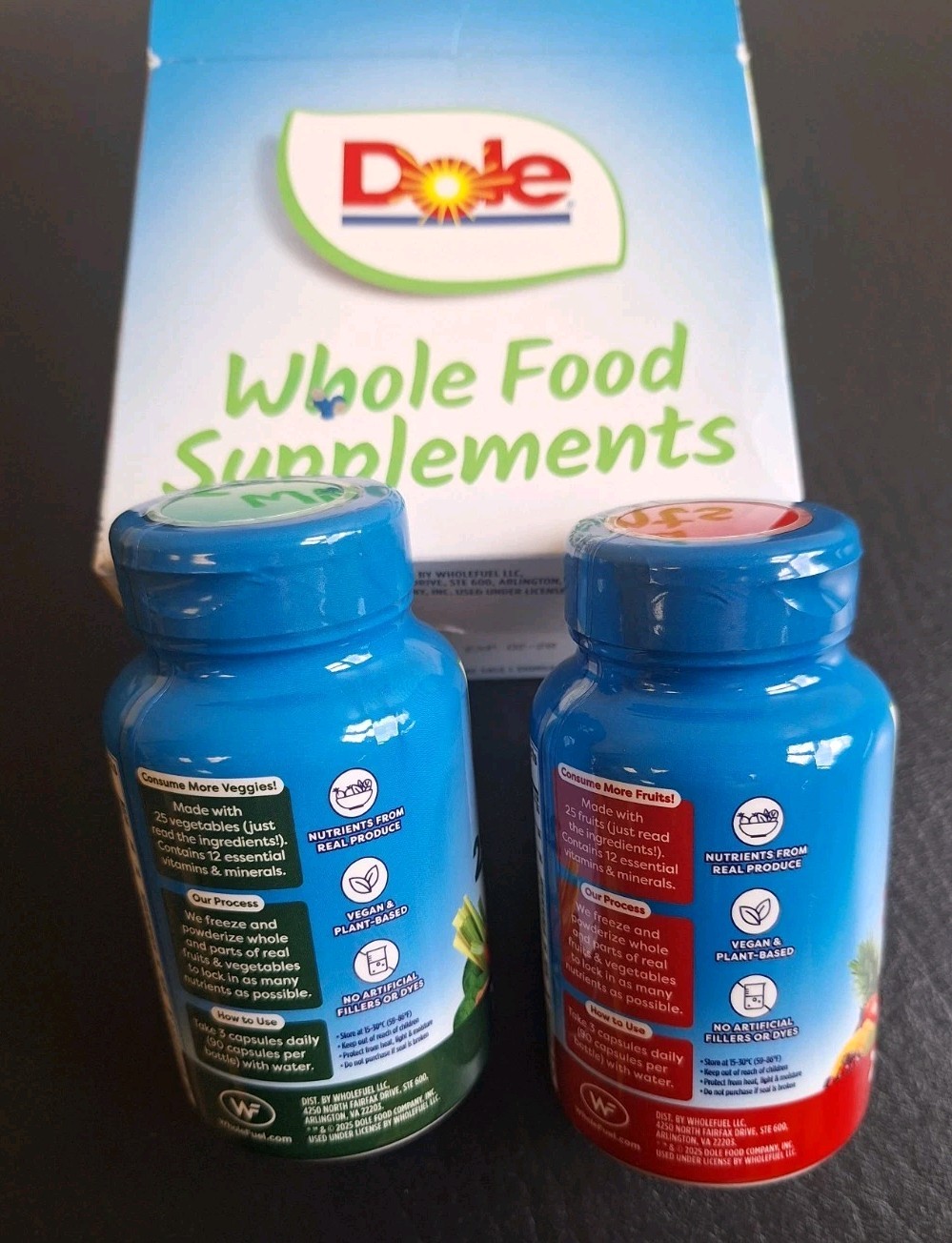 Dole Whole Food Supplement 25 Veggies & 25 Fruits 90 Capsules Vitamins A C D E