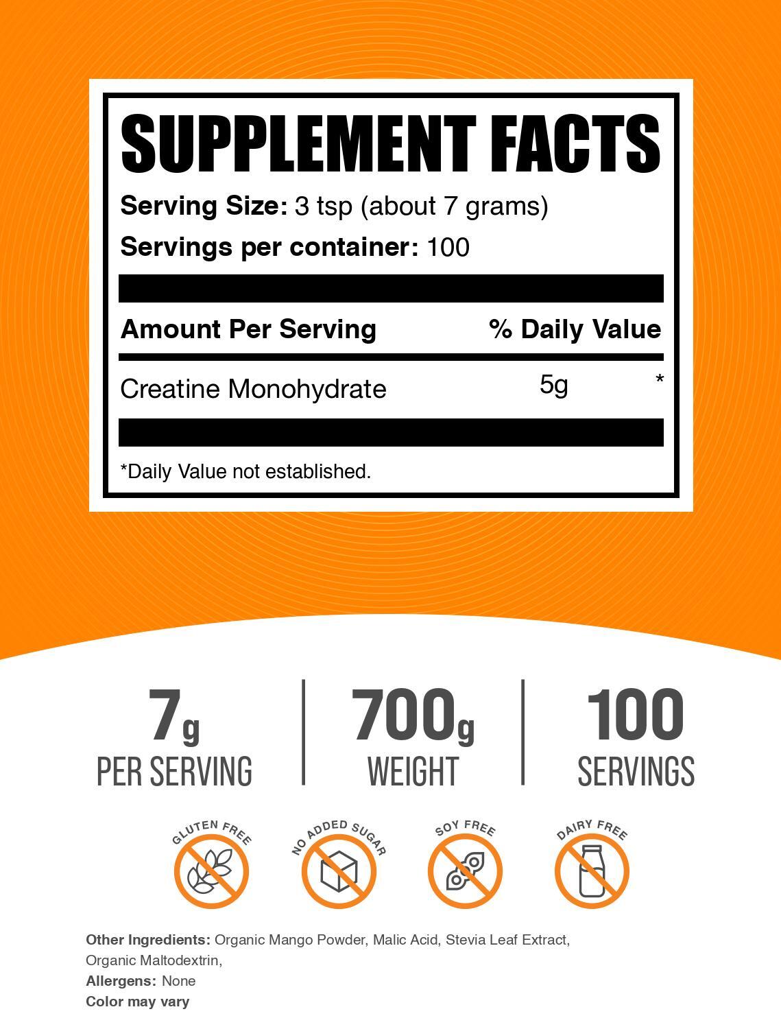 BulkSupplements Creatine Monohydrate Powder – Mango Tango – 7g per Serving