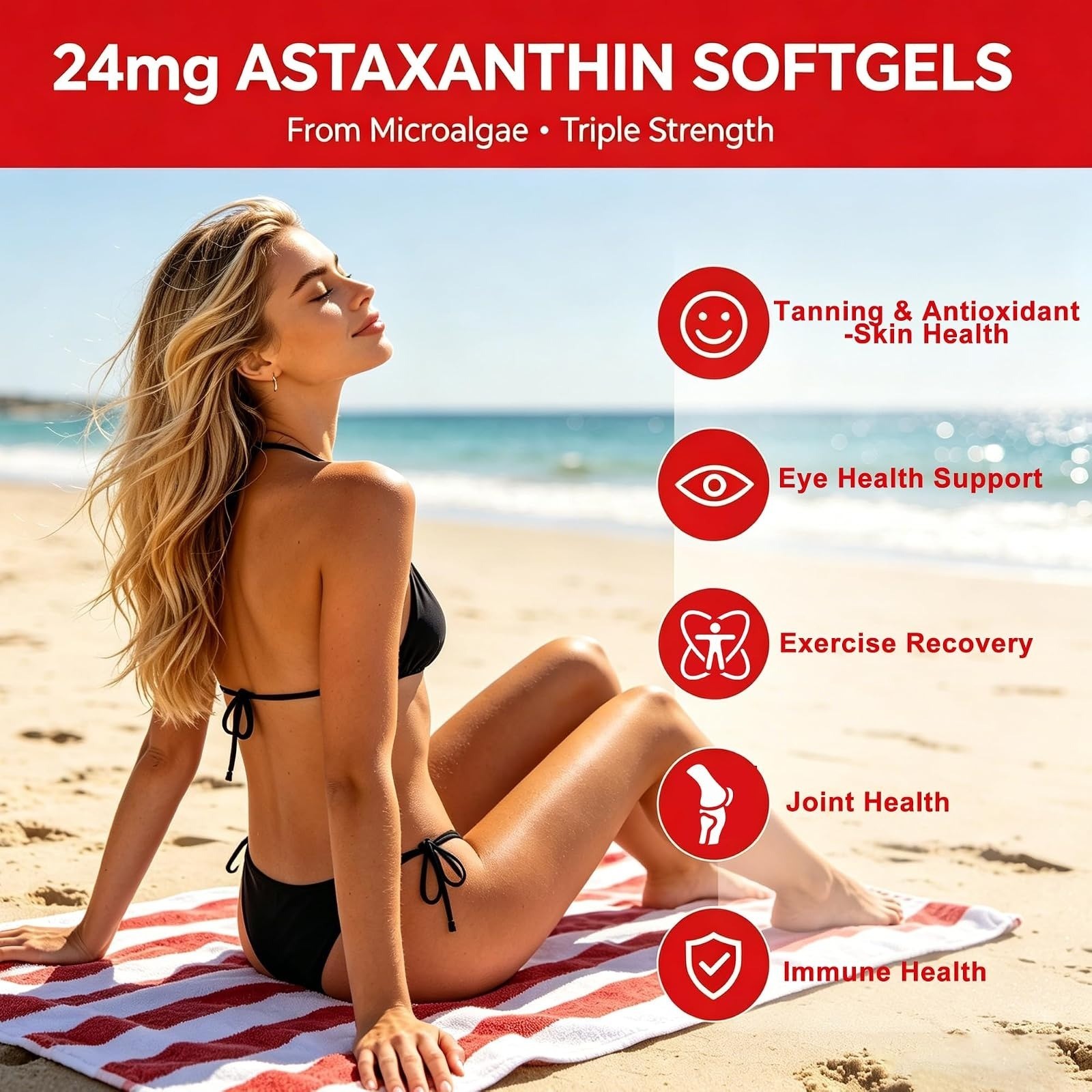 Astaxanthin Supplements 24mg 150 Softgels | Premium Antioxidant