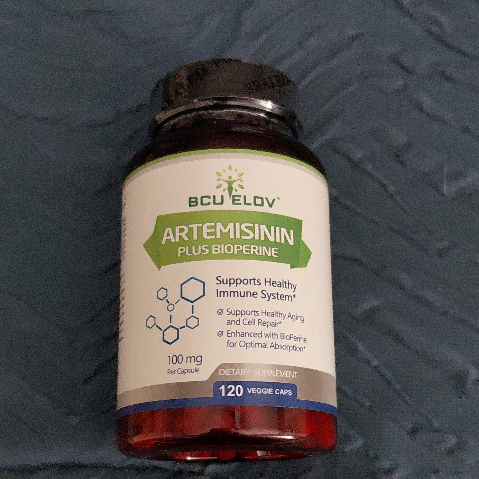 BCU ELOV Artemisinin BioPerine 100mg Non-GMO 120 Capsules Exp 12/2026