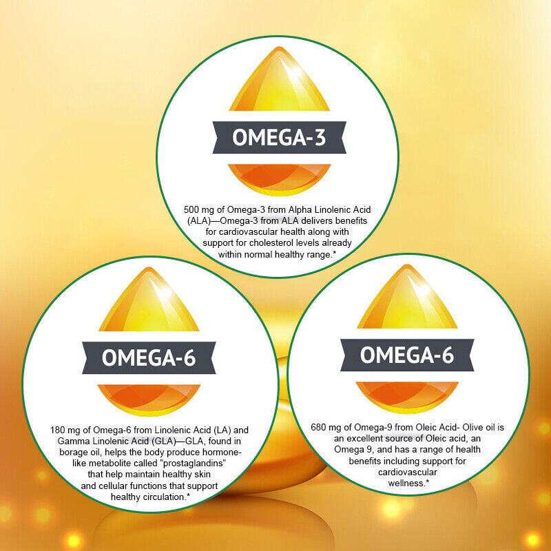 Omega 3-6-9 Fish Oil Softgels 500mg – Essential Fatty Acids for Heart & Brain