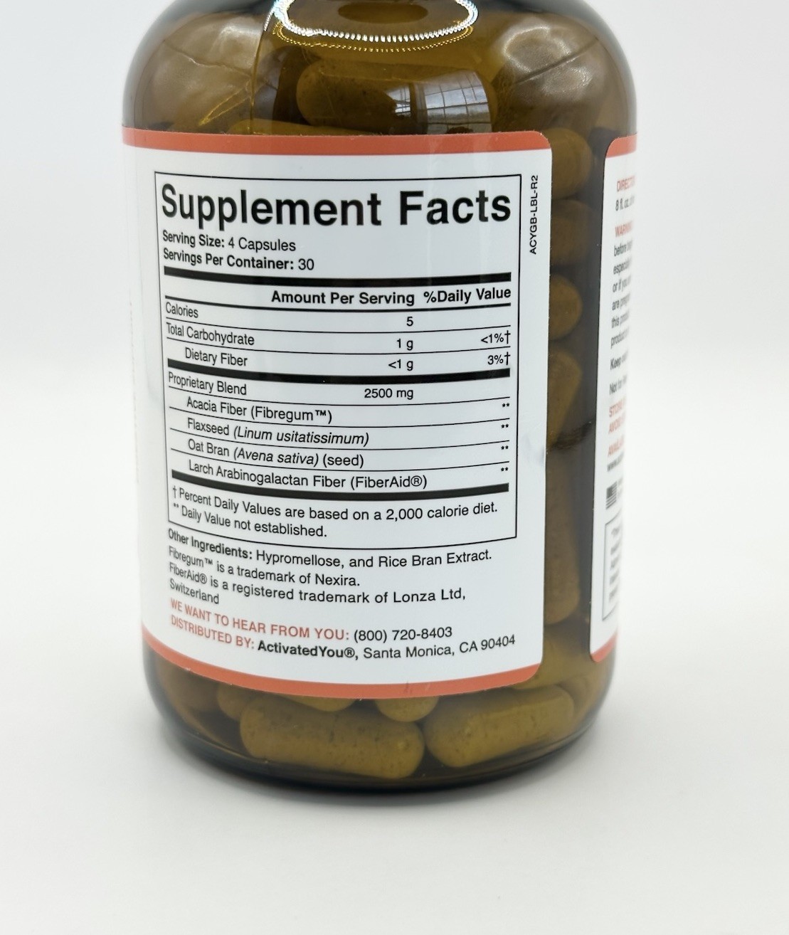 ActivatedYou Gut Balance Prebiotic Fiber Blend (120 Capsules) Probiotic