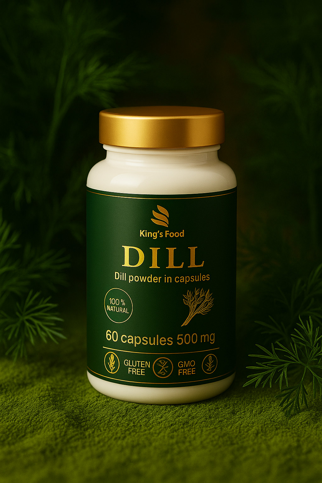 Dill Capsules 500mg – Natural Digestive Support – Herbal Supplement – 60 Caps