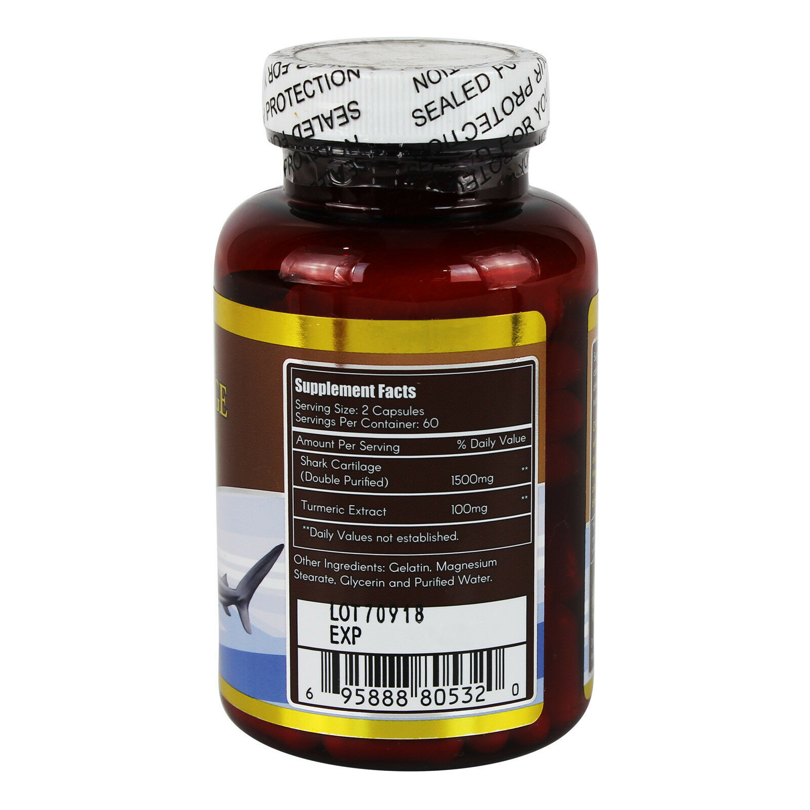 2 x WOHO Natural 100% Natural Shark Cartilage MAX III Tumeric Curcuma 120 Caps