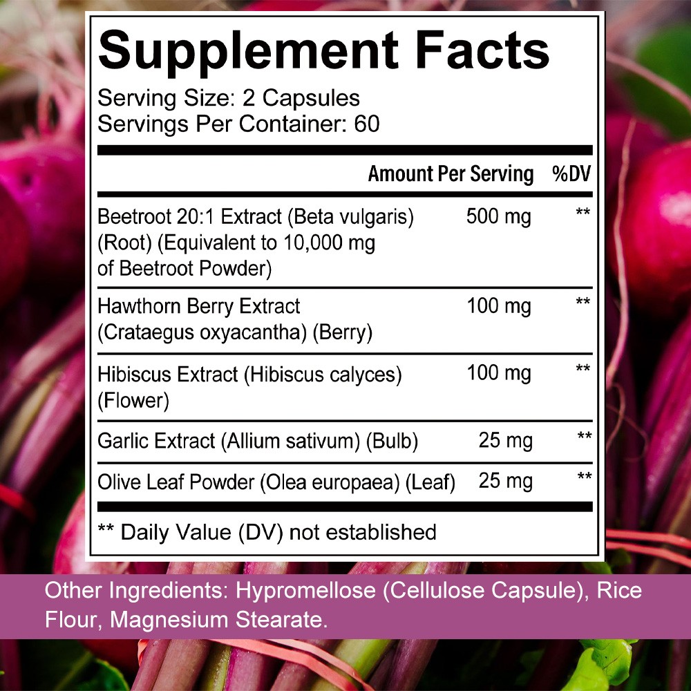 5in1 Beet Root Complex10000mg 30~120Caps with Hawthorn&Hibiscus for Circulation
