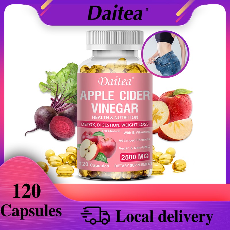 Apple Cider Vinegar 2500mg 120 Capsules With the Mother Vitamin B12 Diet &Health