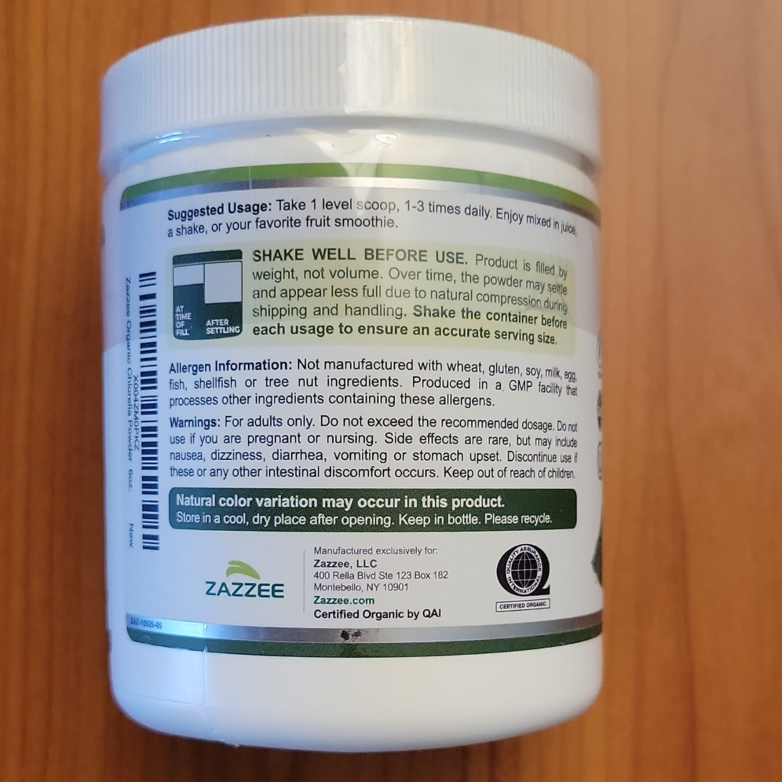 Zazzee Organic Chlorella Powder 100% Pure Broken Cell Wall Vegan GMO-Free 6oz
