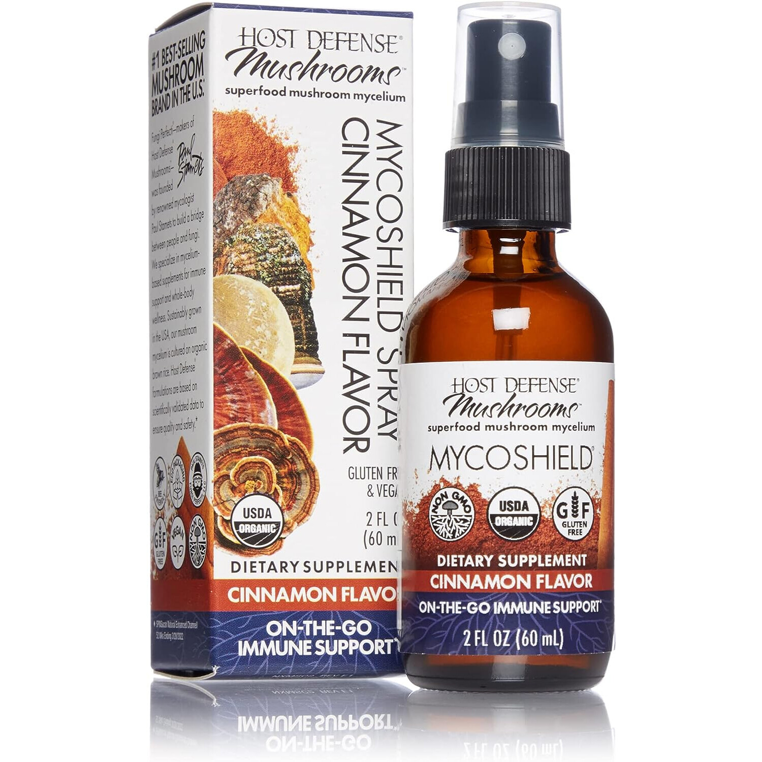 Host Defense Mushrooms MycoShield Spray, Cinnamon Flavor, 2 Fluid Ounces
