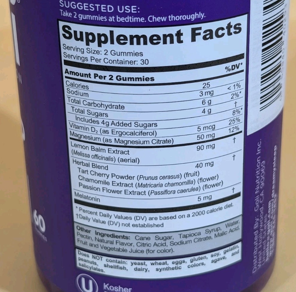 Goli Dreamy Sleep Gummies 5mg Melatonin 60ct Vegan Kosher Mixed Berry EXP 2028